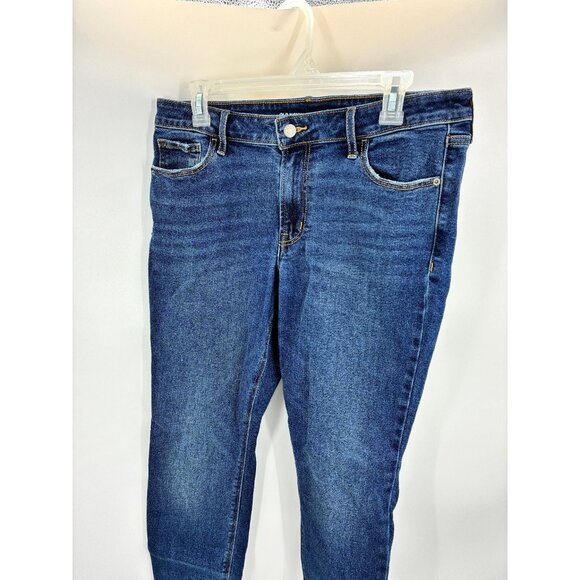 Old Navy Women’s Size 12 Mid Rise Rockstar Super Skinny Blue Denim Jeans Pants - Picture 2 of 7